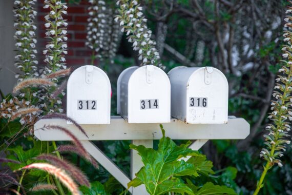 white mailboxes