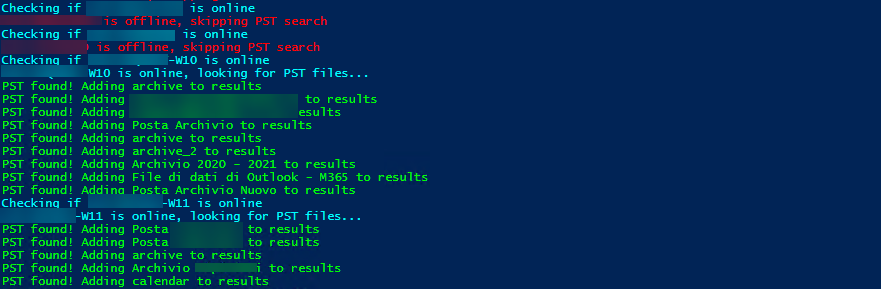 Console con lo script in esecuzione